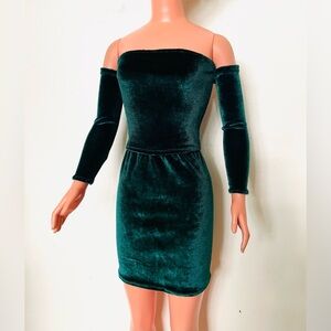 Dark Green Velvet Top, Skirt, Sleeves - Clothing Set for My Size Barbie Doll New